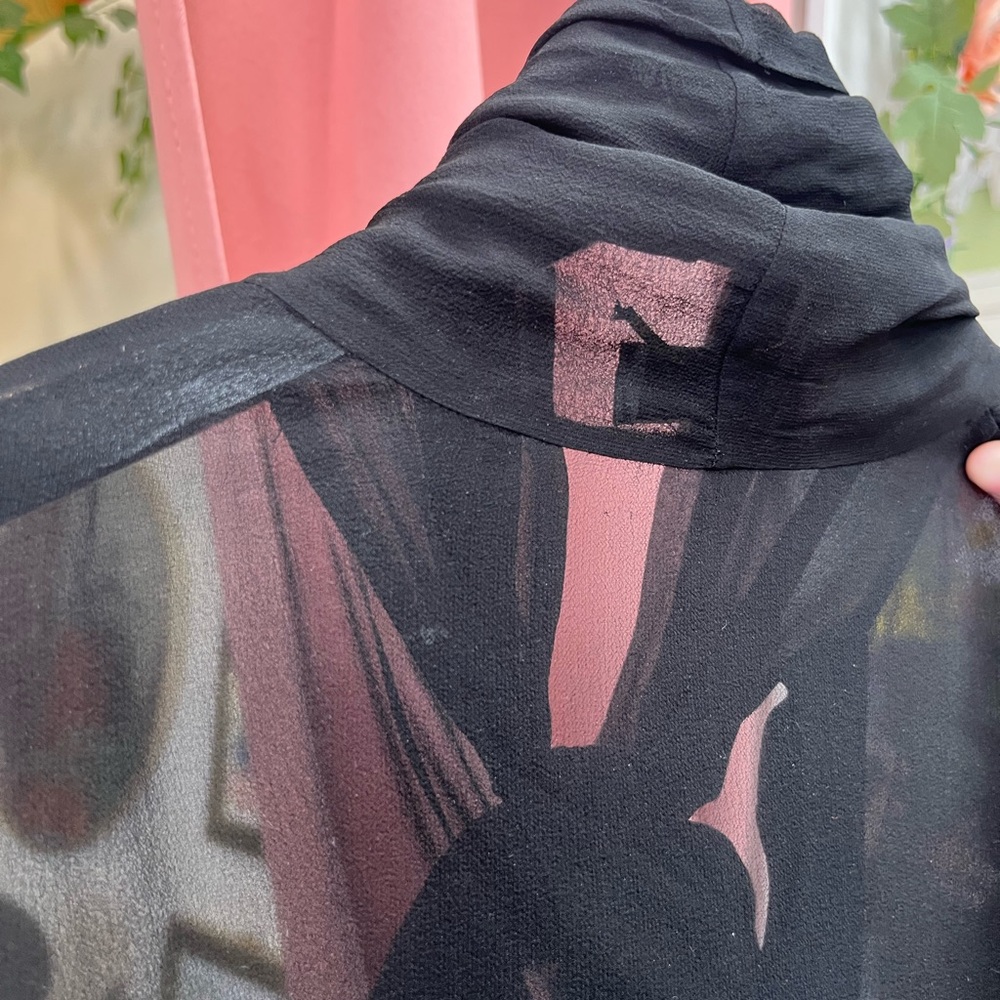 Saint Laurent Paris Silk Sheer Long Sleeve Button Down with Bow - Picture 12 of 15